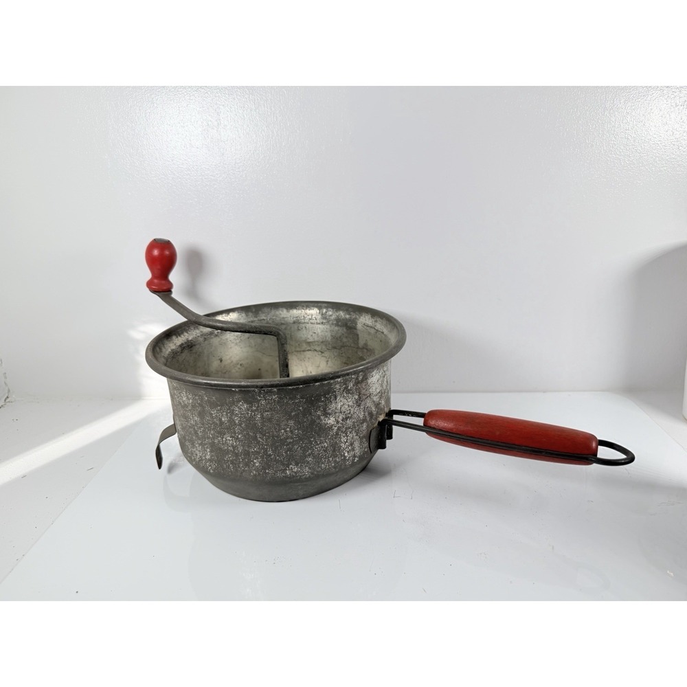 Vintage FOLEY Food Mill Masher Ricer Applesauce Maker w/ Red Wood Knob Handles!